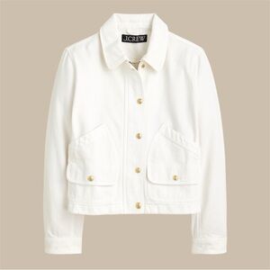 J.Crew Cropped Short Barn Jacket Cotton Twill White Medium NWT